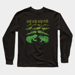 Leap of Life: Vintage Science Illustration of Frog Tadpole Life Cycle - An Educational Treat for Biology Teachers Long Sleeve T-Shirt